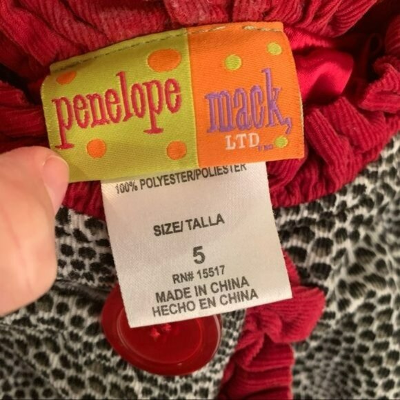 Penelope Mack Girls size 5 Leopard Print Coat With Red Trim - Picture 7 of 7